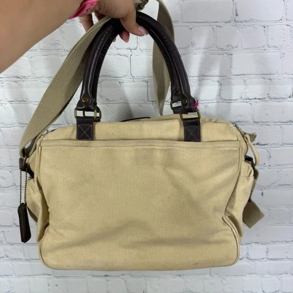 Eddie Bauer Diaper Weekender Travel Bag Canva Leather Changing Pad